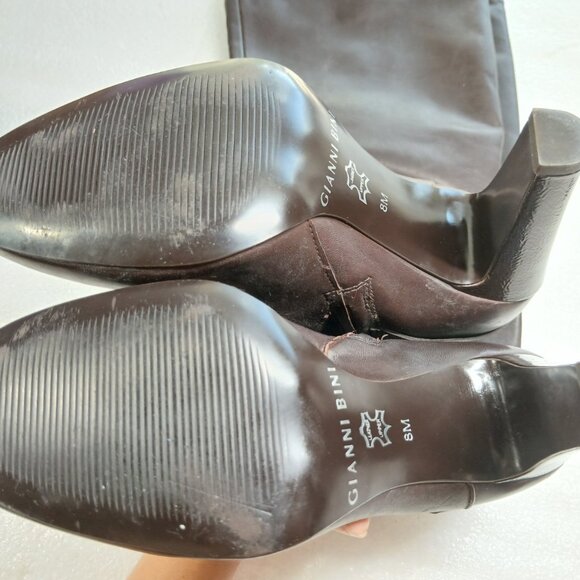 Gianni Bini Dark Brown Leather Knee High Stiletto Boots Women's 8 18¾" Shaft VG - Picture 3 of 15